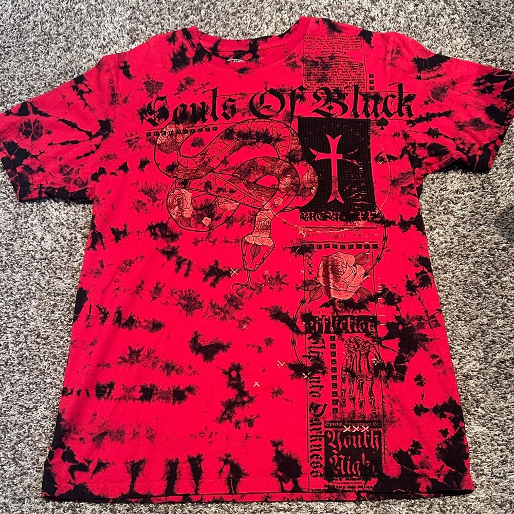 Affliction Red and Black Graphic Tee